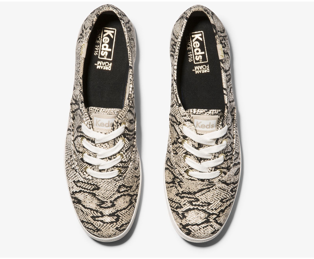 Zapatillas Keds Mujer Blancas/Negras - Champion Animal - 576-FVSHOD